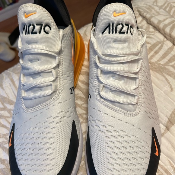 Nike Air Max 270 White and Orange Athletic Shoes - Picture 6 of 7